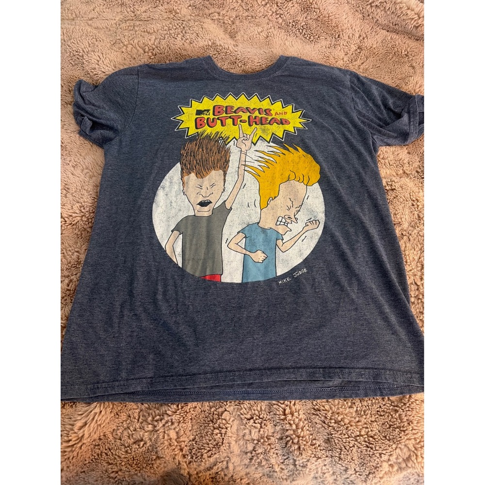 MTV Beavis and Butt-Head Graphic T-Shirt Mens Medium Heather Charcoal Grey